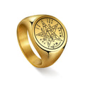 Myshape Vintage Tetragrammaton Viking Rings Wahyeh Magical Blessed Pentagram of Solomon Amulet Stainless Steel Punk Ring