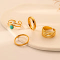 Yiwu Srui Hot Sell Bohemian Simple Style Women Gold Plated Stainless Steel Adjustable Star Hollow Out Jewelry Set of Four Rings