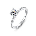 CZCITY 925 Silver Jewelry White Gold Plated S925 Sterling Silver Moissanite Wedding Engagement Ring 1 CtMoissanite Diamond Ring