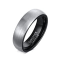 Oem Competitive Price New Brushed Silver and Black 6mm Tungsten Steel Ladies Wedding Rings