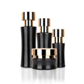 Custom Luxury Black Cosmetics Glass Jars 30g 50g Cream Jar Lid Eco-Friendly Flat Shape 50ml-100ml Lotion Cream Pump Bottle Jars