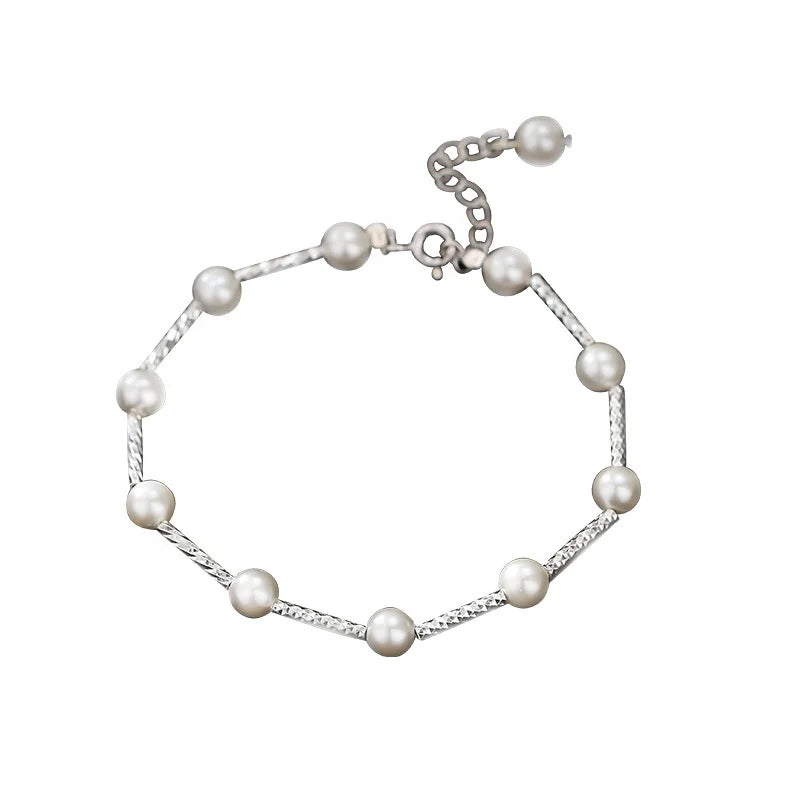 925 Sterling Silver Starry Pearl Bracelet Minimalist Korean Style Luxury Beaded Chain for Parties and Weddings
