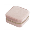 Custom Logo Travel Portable Square Shape Storage Jewelry Zipper Box Velvet Jewelry Storage Packaging Box