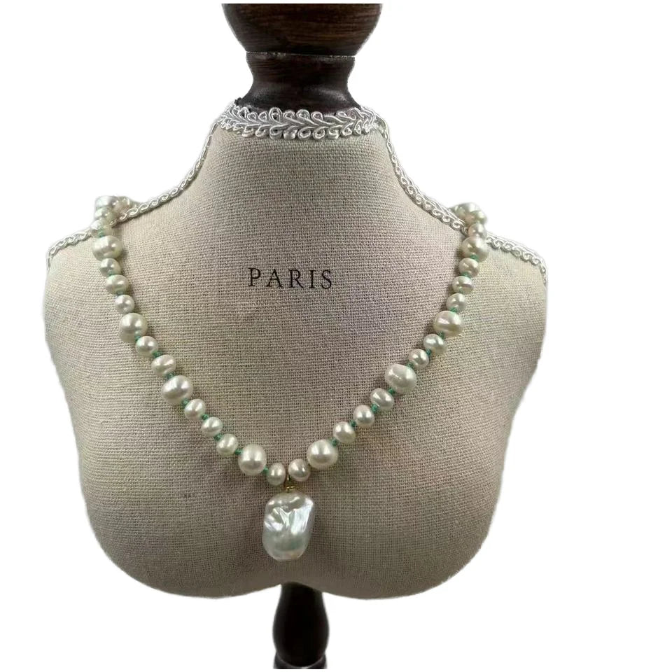Nature Elegant 45 CM Freshwater Baroque Pearl Choker Necklace Stainless Steel Real Gold Plating