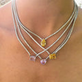 Stainless Steel Tennis Zircon Necklace Emerald Zircon Chocker Short Luxury Necklace Gold Plated with Pear & Diamond for Gifts