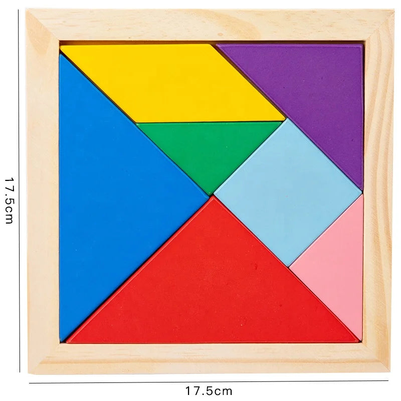 Educational Board Game Wooden Jigsaw Puzzle for Kids Shape Color Cognition Tangram Puzzle Children Toys Tangram Wooden Puzzle