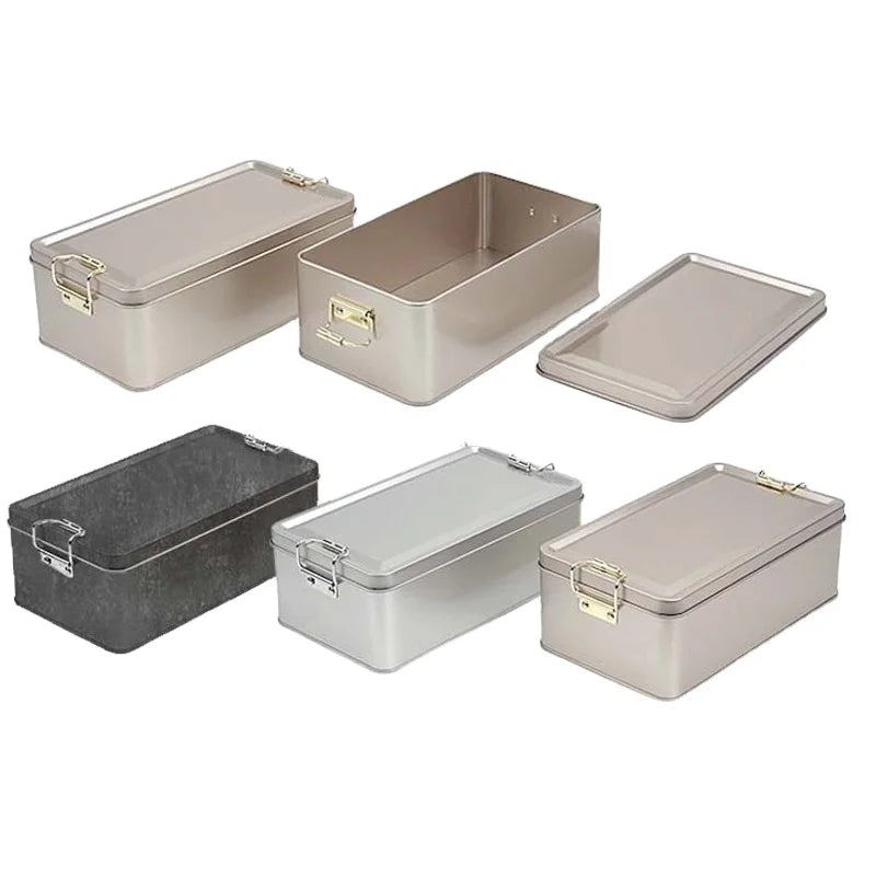 Wholesale 185 Food Graded Silver Rectangular Tin Box with Lock Lid for Chocolate Bread Cookies-Recycled Materials & Customizable