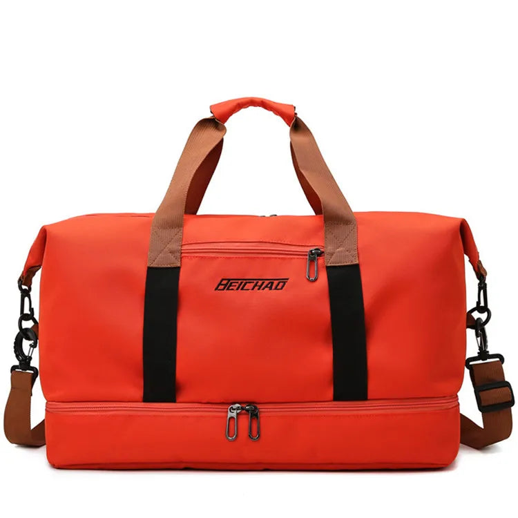 Large Capacity Color Nylon Duffel Bag Waterproof Sports Dry Wet Separation Ladies Duffel Bag Weekend Gym Bag