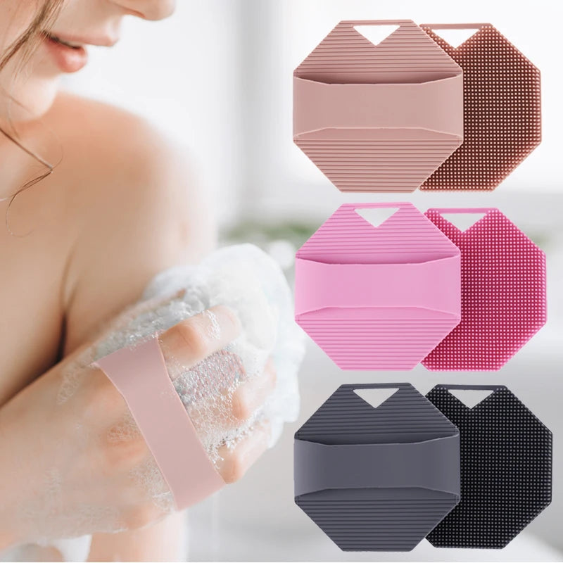 Lohass Soft Bristle Silicone Body Exfoliating Brush Manual Handheld Body Cleansing Scrubber Silicone Body Scrubber Brush