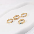 Fenny 18K Gold Plated Wholesale Classic Colorful Candy Square Zirconia Band Stainless Steel Finger Ring Trend for Women