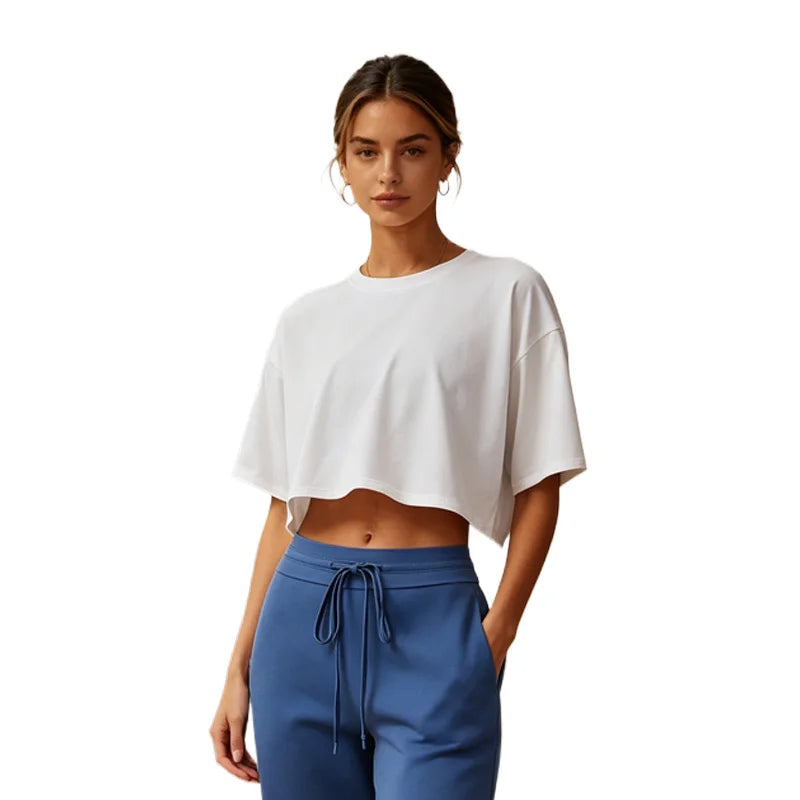 2026 Summer Custom LOGO Fitness Women T-Shirts Yoga Crop Top Workout Clothing Sports T-Shirt Women Short Sleeve Top