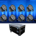 New 8pcs 12X10W Rgbw Remote Control Aluminium Led Par Light With Flight Case