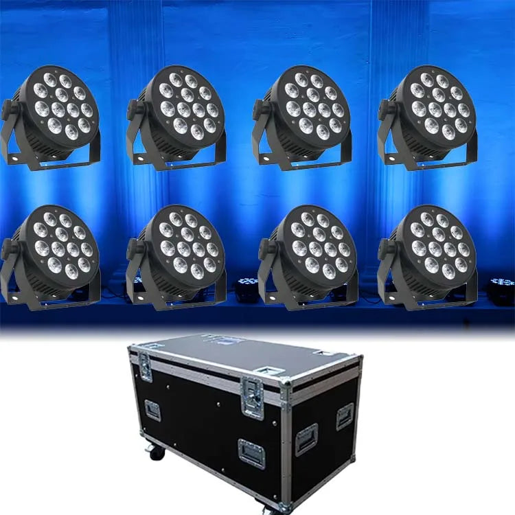 New 8pcs 12X10W Rgbw Remote Control Aluminium Led Par Light With Flight Case