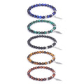 6MM Amethysts Crystal Quartz Aquamarines Jades Agates Natural Stone Beads Elastic Leaves Bangle Bracelets for Women Men Jewelry