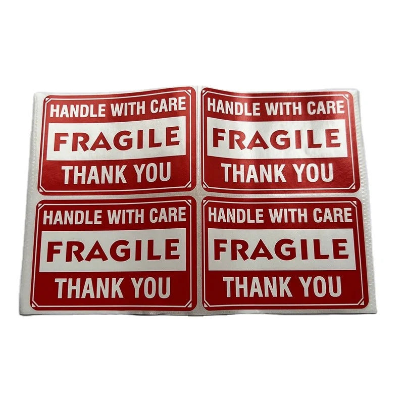Deliver Immediately Red Handle Care Thank You Label Fragile Sticker with Strong Adhesive for Candle Craft Carton Packaging