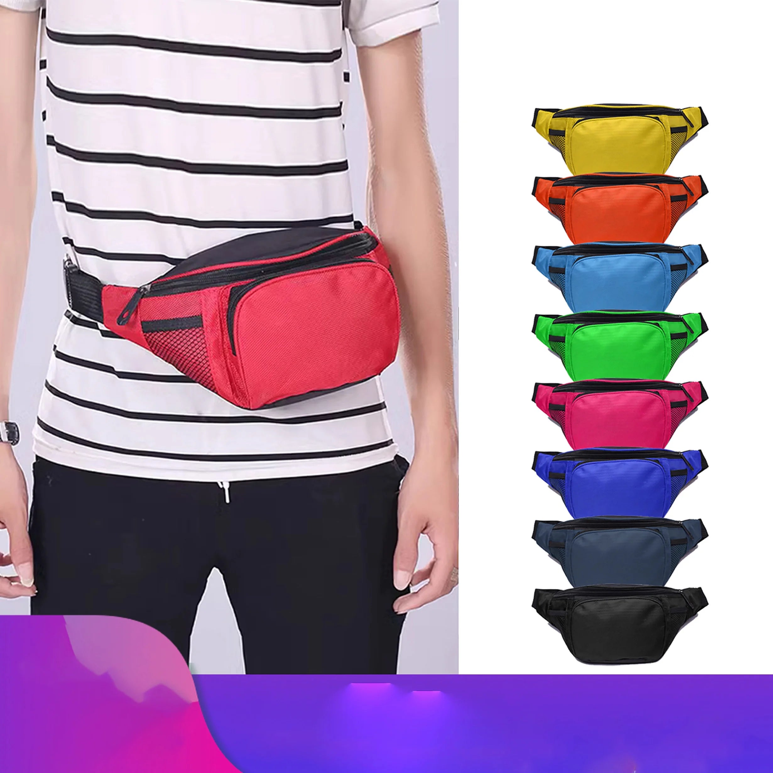 2024 Hot Sale  Custom Logo Portable Light Waterproof  Smooth Simple Waist Bag