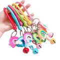 Hot Sale Manual Braided Rope Leather Keyring Cute Rainbow Keychain Girls Student Bag Pendant Key Accessories