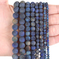 AsVrai U Natural Stone Matte AB+ Lapis Lazuli Tiger Eyes Gem Spacer Loose Round Beads for Jewelry Making Bracelets Accessories