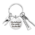 Toothbrush Toothpaste Floss Teeth Tooth Pendant Metal Key Ring Key Chains Dentist Nurse Doctor Dental Health Bag Car Key Chain