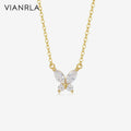 VIANRLA Necklace 925 Sterling Silver Chain Butterfly Zircon Jewelry 18k Gold Necklace Dainty Jewelry