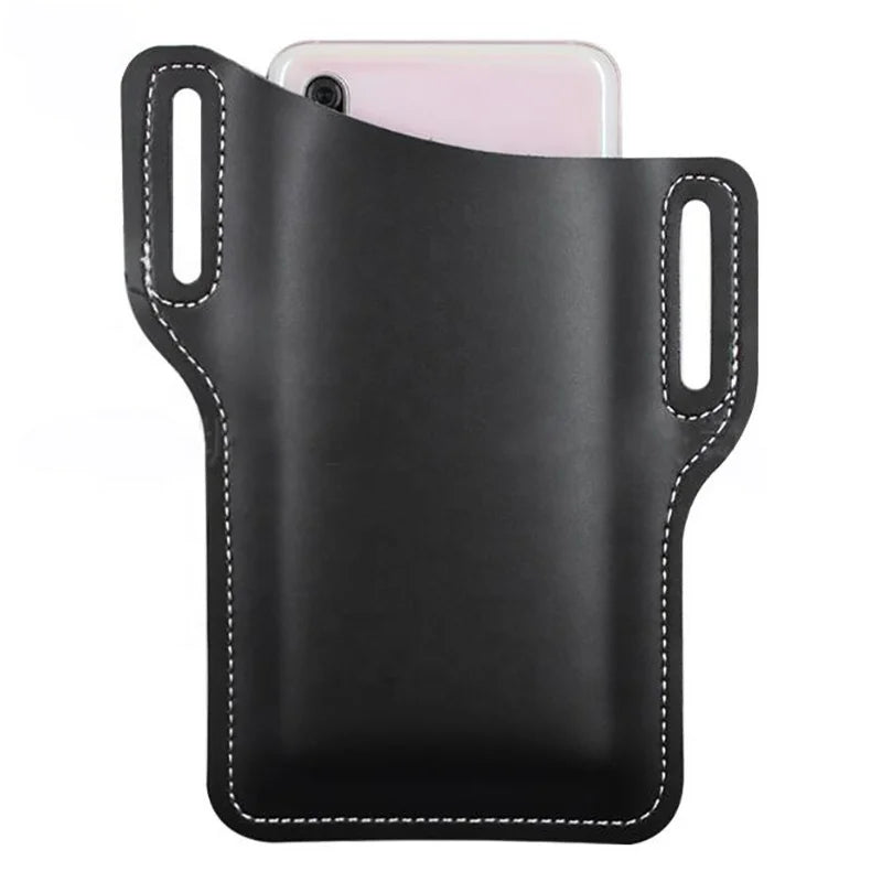 Unisex Sports Travel Multi-use Waist Bag with Belt Loop PU Leather Phone Wallet Case