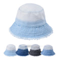 Factory Direct Custom Embroidery Logo Washed Cotton Distressed Denim Fisherman Caps Vintage Gradient Wide Brim Bucket Hats