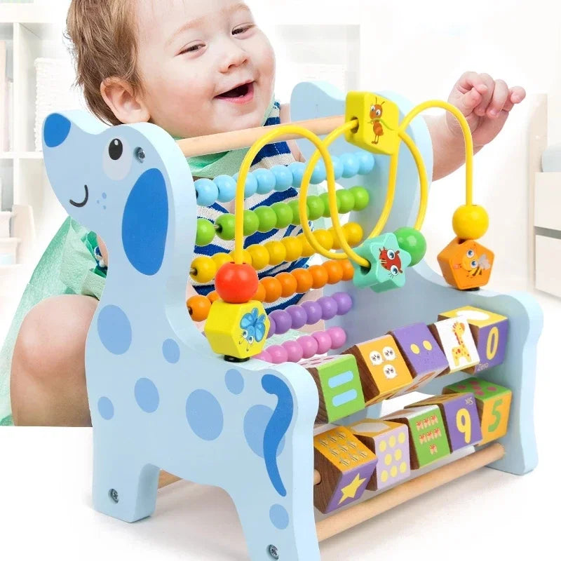 Wooden Montessori Math Toys Multifunction Abacus Toys Around Beads Early Learn Teaching Aids Educational Toys for Children Gift