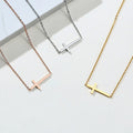 Dainty Christian Faith Sideways Custom Cheap Low Price Stainless Steel 18K Gold Plated Trendy Minimalist Tiny Cross Necklace