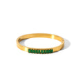 New Hot Selling Vintage Design Stainless Steel 18K Gold Plated Cuff Bangle Imitation Pearl Diamonds Green Cubic Zircon Unisex