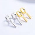 Fashion Jewelry 925 Sterling Silver Minimalist Cuboid Rectangle Dangle Earrings Gold Plated Hoop Earrings Jewelry Women