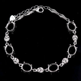Sterling Silver 7*9mm Semi Mount Bracelet Empty Support Blank Claw Setting S925 Mountain Base Holder Without Stone for Inlay DIY