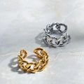 Vintage Cuban Chain Link Rings Hip Hop Geometric Exaggeration Finger Rings Minimalist Silver Plated Cuban Rings for Women Men