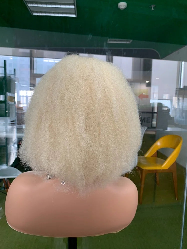 CF101 Blond 613# Afro Kinky Curl Full Lace Glueless Raw Human Hair Can Make Braided Wig Very Beautiful 10 Inches MegaBDM