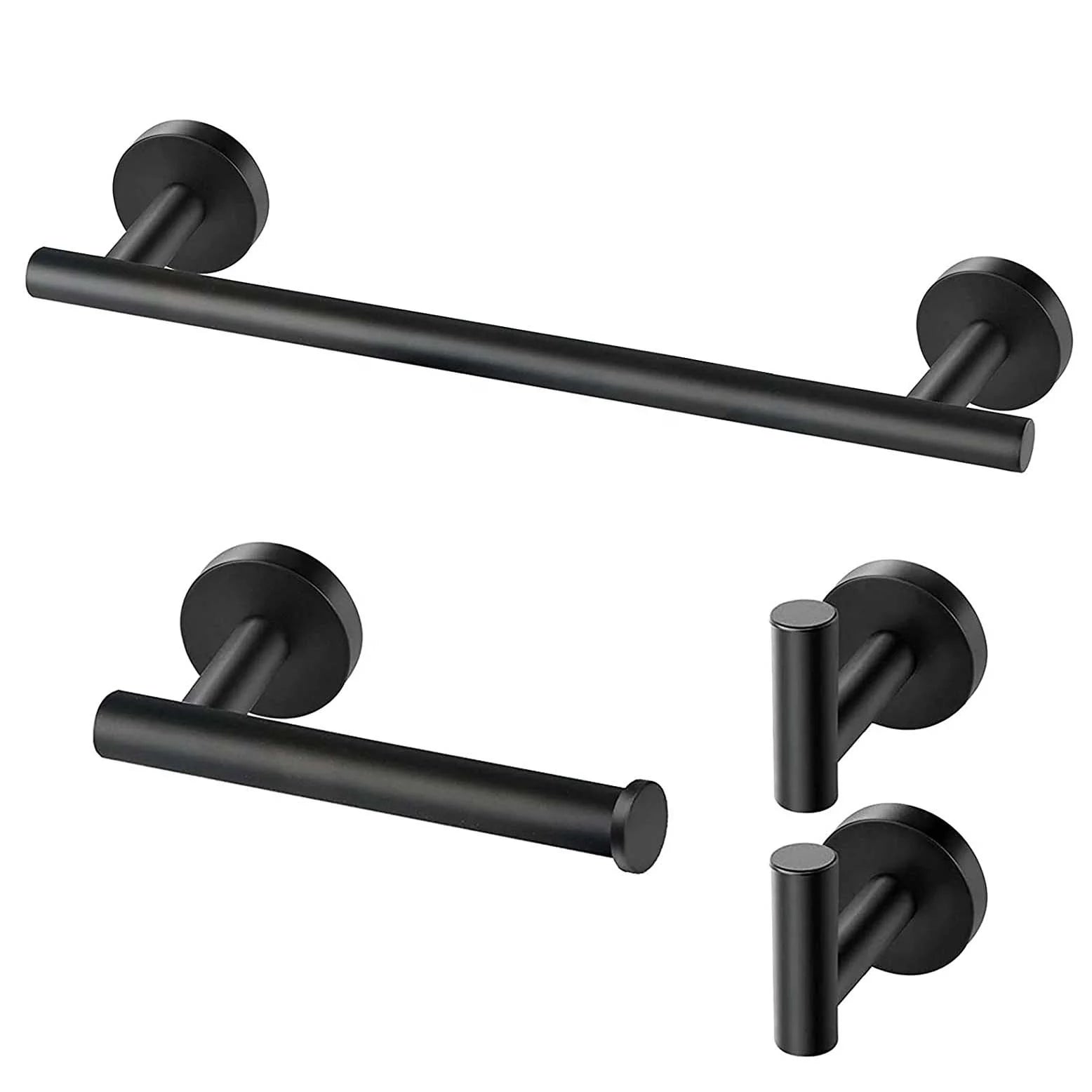 Cheap Bathroom Accessories Set 304 Stainless Steel Towel bar 4-piece Sets Wall Mount Towel Ring Toilet Paper Roll Holder Set