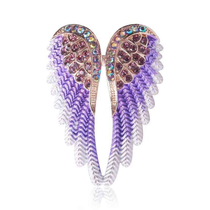 Trendy Oil Drop Wings Brooch Pin Metal Craft Rhinestone for Clothes Decoration Popular Number Pattern Plating Technology