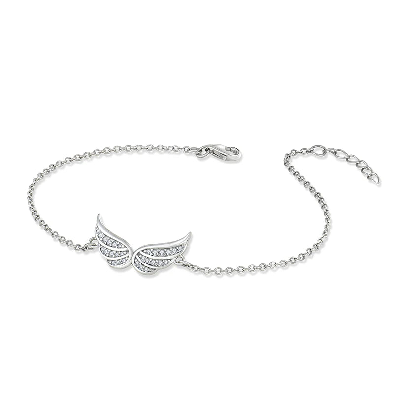 Sterling Silver 925 Bracelets for Women With Sparkling Zircon Charms Angel Bracelets Jewelry