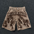 US Free Tax High Waist Flared Sun Faded Vintage Stone Wash Streetwear Rhinestone Baggy Oversized Mens Denim Jeans Shorts Jorts
