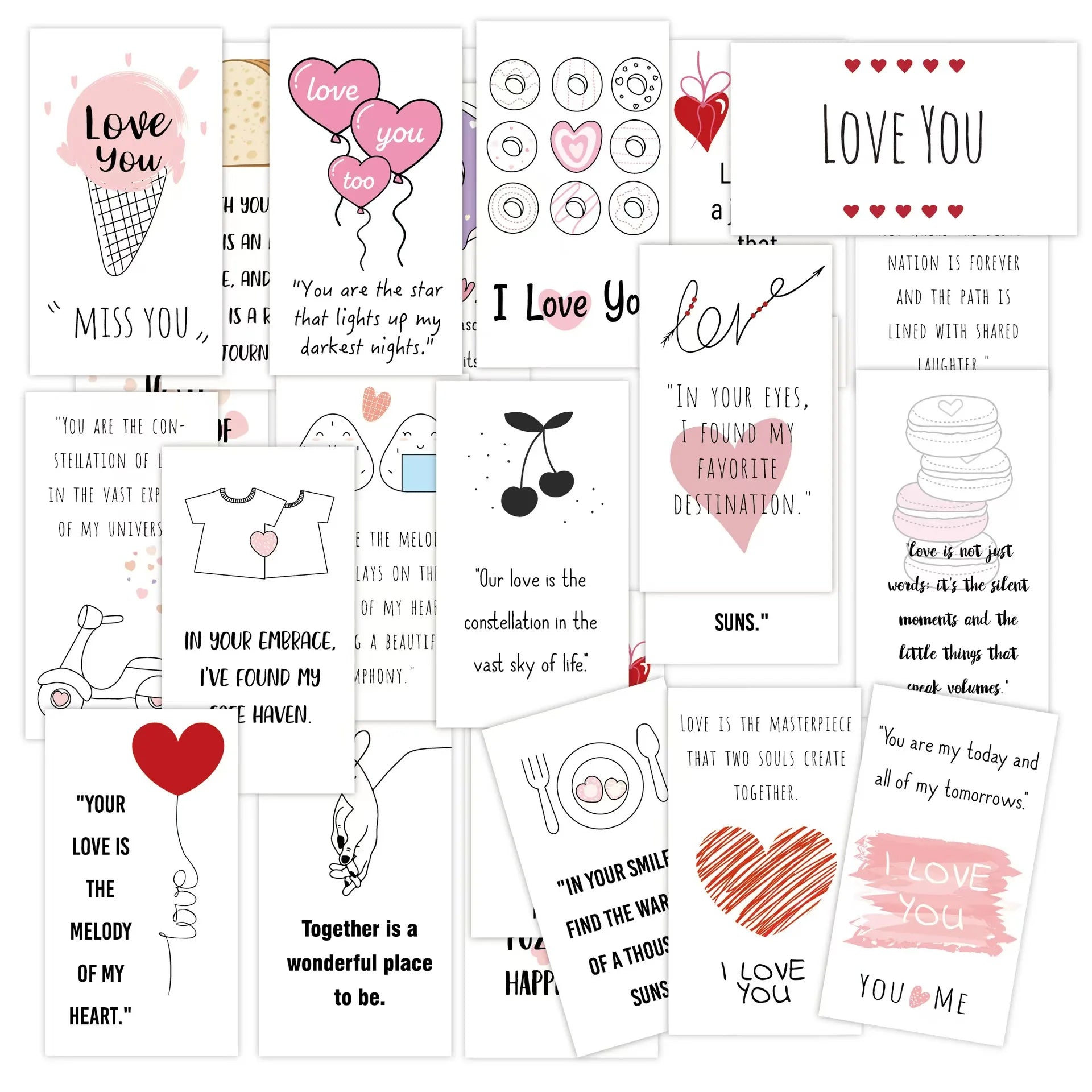 21pcs Lunchbox Cards Inspirational Love Cards Anniversary Bento Couples Fun Valentine's Day Cards