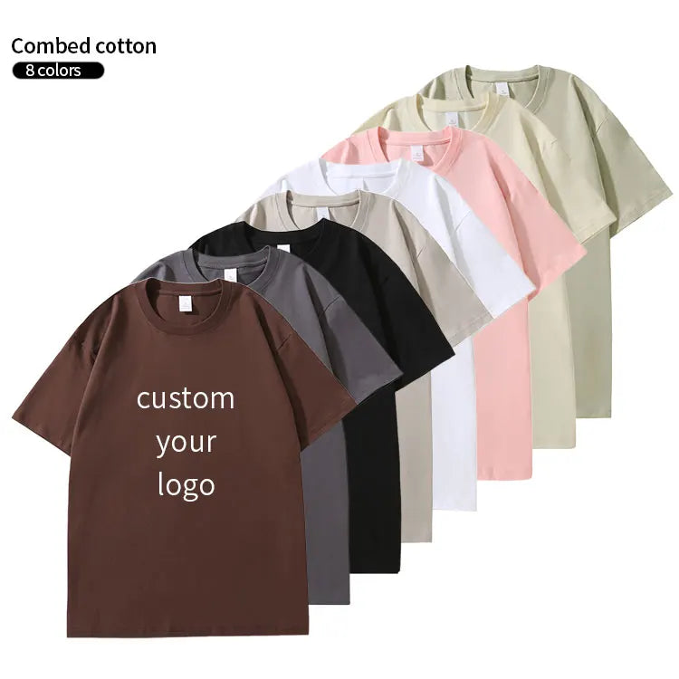 Heavy Weight 100% Combed Cotton t Shirts for Men Custom Printing Embroidery logo Men's Round Neck t Shirts