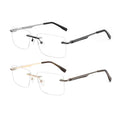 Designer Traditional Blue Reading Glasses Nickel Copper Metal Vintage Rectangle Rimless Spectacle Gold Stud Installation Screws