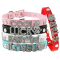 Crocodile Shining Diy Name Personalized Dog Collar with Slide Letter Name Brand Dog Pet Letters DIY Leather Dog Collar