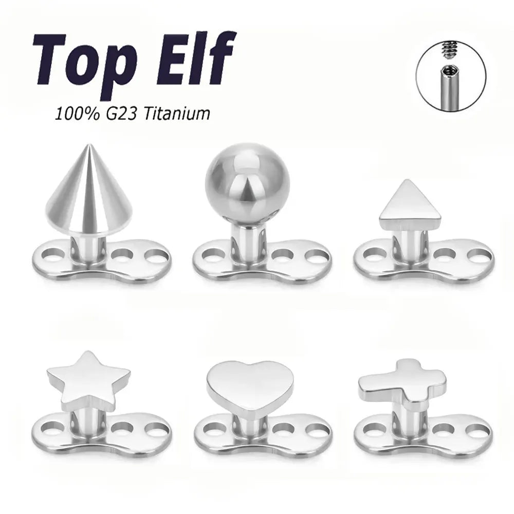 F136 Titanium Microdermal Piercing Surface Internally Threaded Gem Ends Dermal Skin Diver Hide Medusa Piercing Body Jewelry