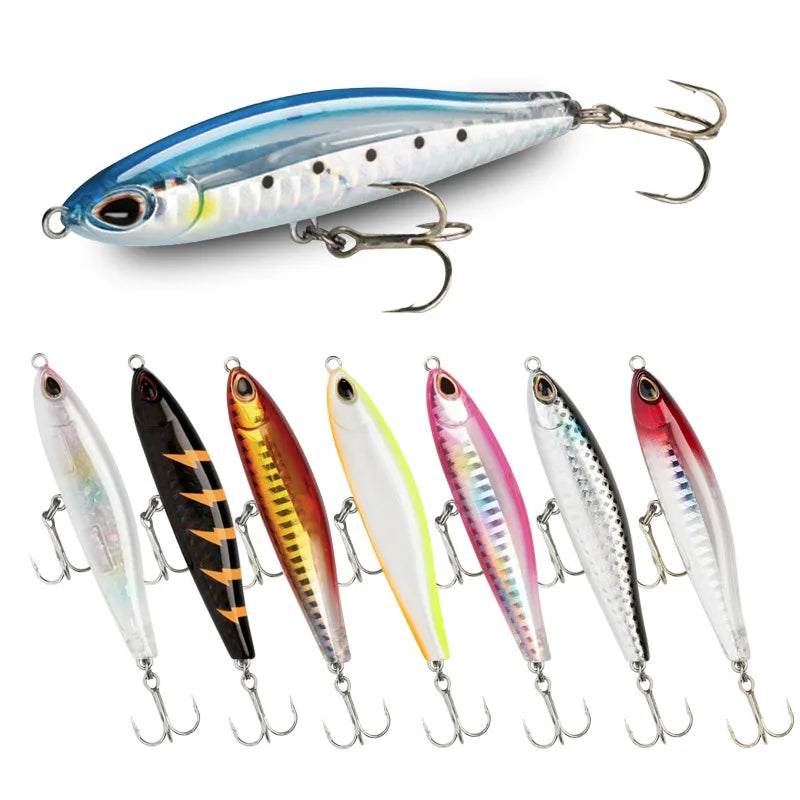 WEIHE 8cm 16g 10 Colors Artificial Pencil Hard Lure Lifelike Fishing Lure ABS Plastic Swimbait for Casting