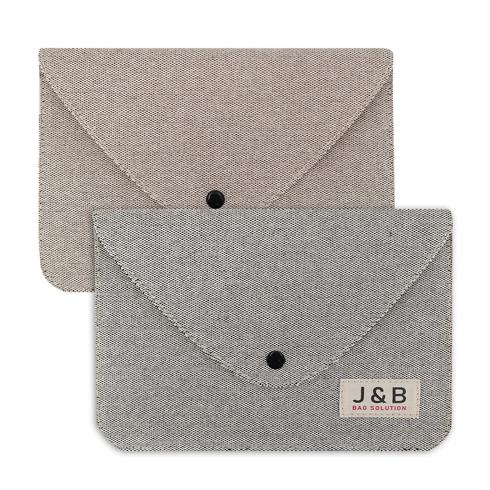 Eco Friendly Cotton Envelope Stationery Bag with Label Logo Custom Simple Natural Interweave Cotton Flap Bag OEM