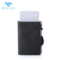 Custom Business PU Leather Wallet with Pop-Up Push Button Aluminium Card Holder Factory-Designed Credit Card Case