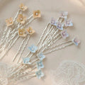 Ins Style Simple Colorful Enamel Flowers Bridal Hairpin Romantic Beautiful Pearl Hair Stick Clips Wedding Hair Accessories