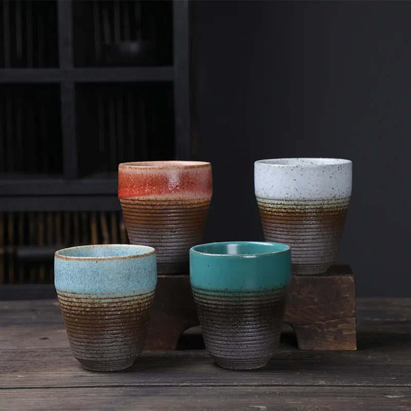 Vintage Ceramic Mug Coarse Pottery Coffee Cup Antique Japanese Tea Cups