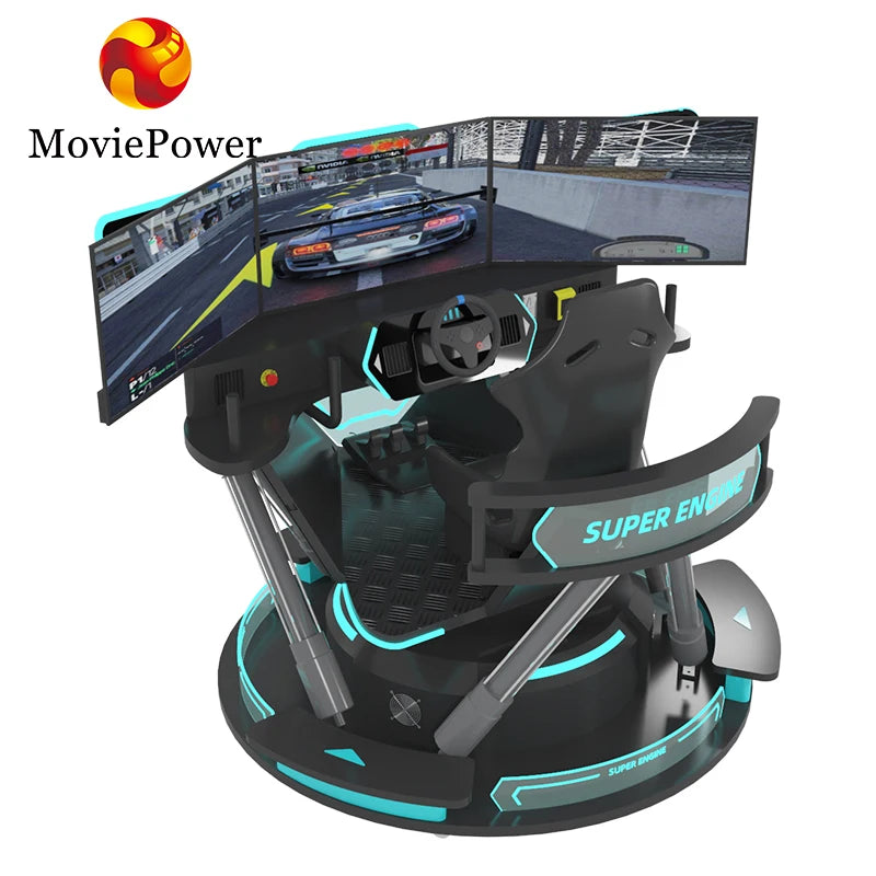 VR Racing Simulator 9D Driving Arcade Machine with Fiberglass & Metal Construction for Indoor Public and Airport Use