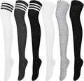 Autumn Breathable Quick Dry Anti-Slip Compression Over-the-Knee Striped Socks Long Knee High Knitted Technique with Body Logo
