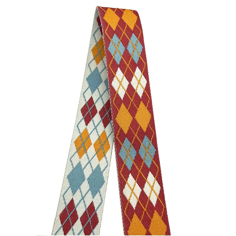 New in June Women's Bag Shoulder Strap Latest Design 2'' English Plaid Pattern Polyester Webbing Double Side Design 50mm